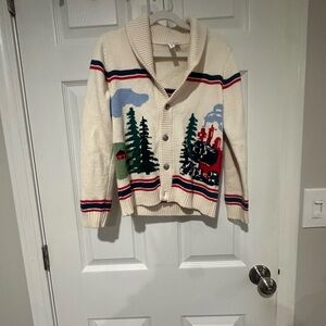 Janie and Jack Cream Ribbed Cardigan